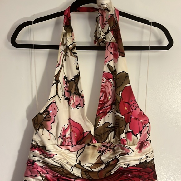 Adrianna Papell occasions 10 floral 100% silk halter dress - Picture 2 of 9